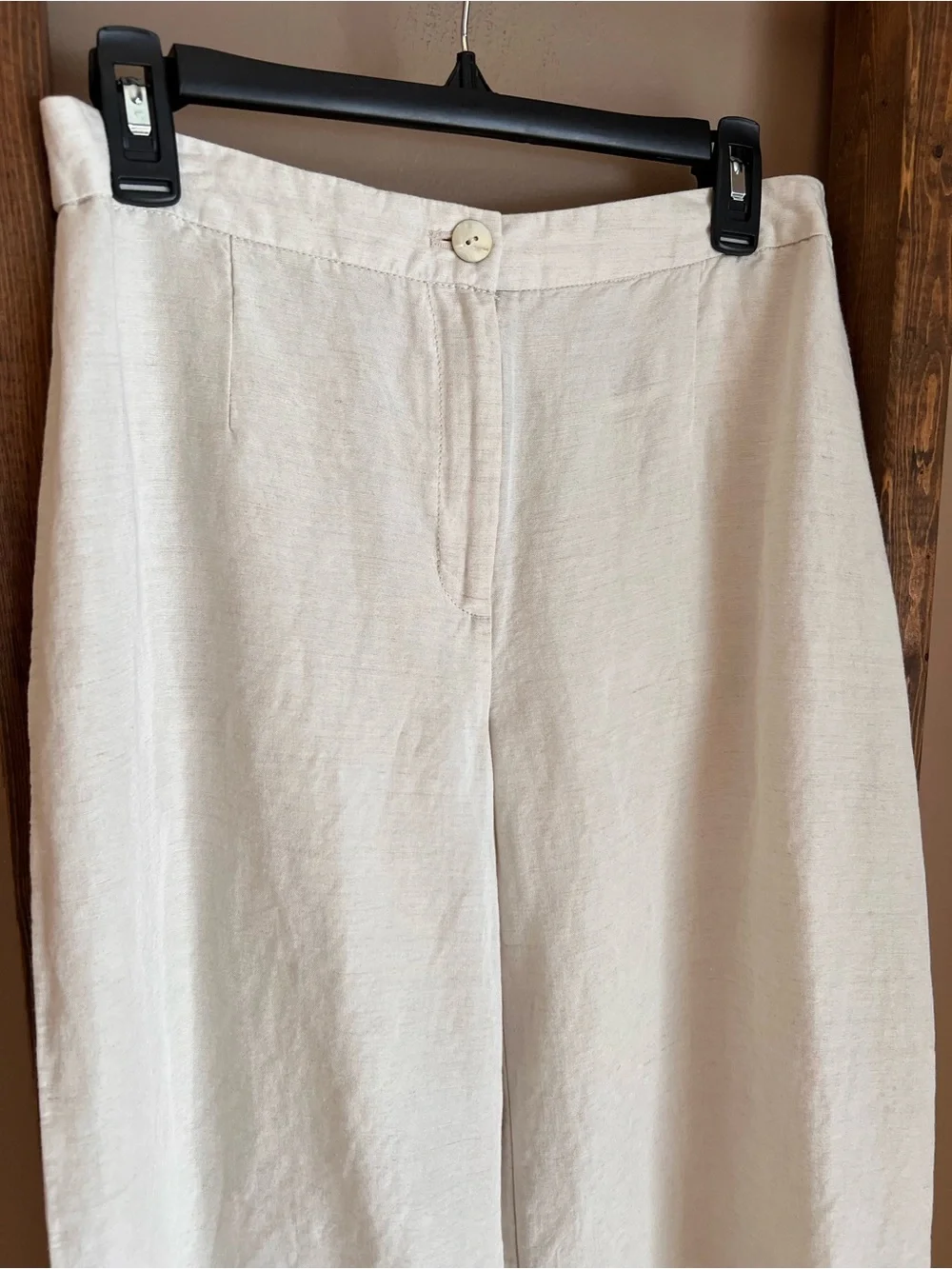 H&M Wideleg Cream Linen Blend Pants - Picture 3 of 7